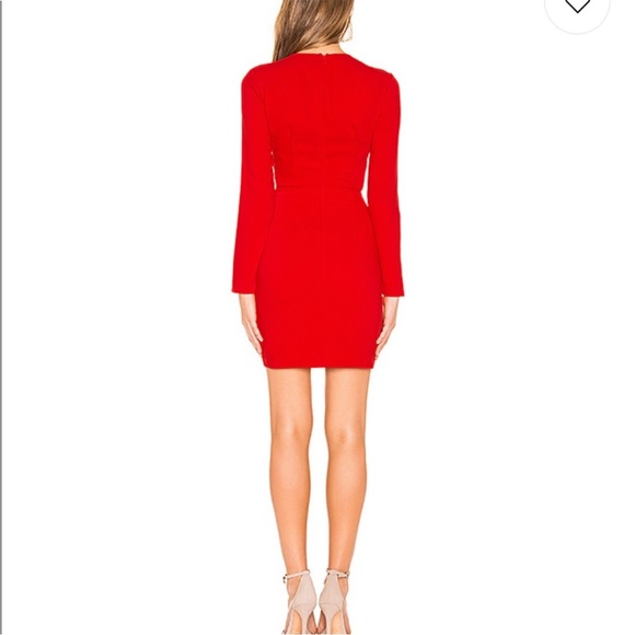NEW Revolve Superdown Emile Deep V Faux Wrap Red Long Sleeve Mini Dress Size XL - Picture 3 of 8